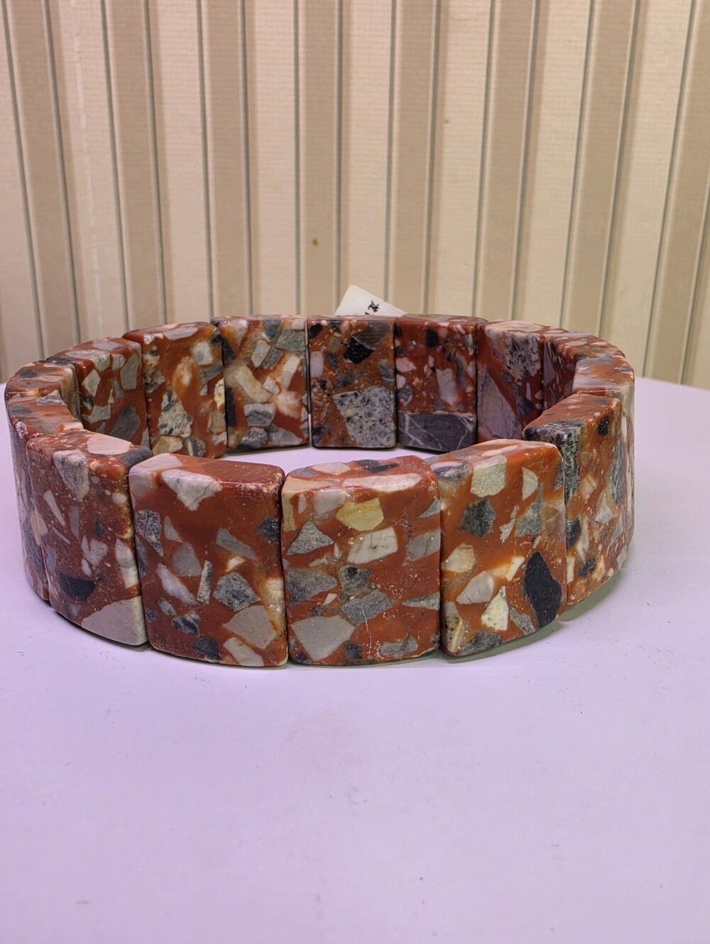 Buddha Relic Stone Tile Stretch Bracelet Mosaic Jasper Look